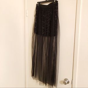Sheer maxi skirt with lace mini slip 🖤